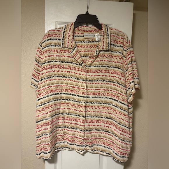 Alfred Dunner Red and Tan Textured Blouse size 22W - Picture 1 of 7